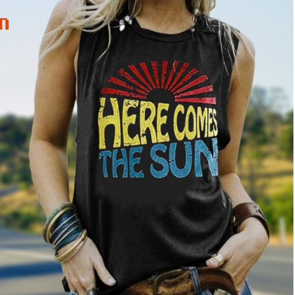 1 Left!Vintage Here Comes The Sun Graphic Tank Top - Picture 9 of 12